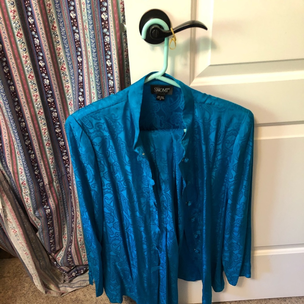 Chinese style jacket and pants in silk size 12